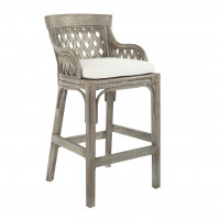 OSP Home Furnishings PLN159-GRY Plantation Bar Stool with Grey Wood Rattan Frame